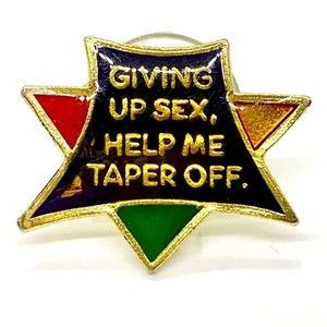 Humorous giving up sex help me taper off pin hat lapel jacket trucker hat pin‎